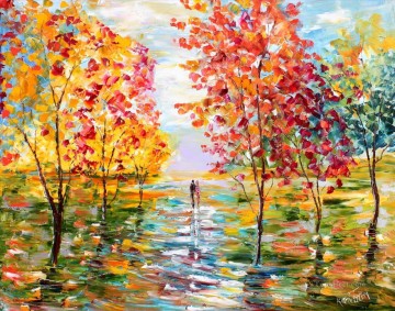 Bosque de bosques de otoño Romance Landsape Pinturas al óleo